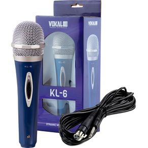 Microfone Dinâmico Vokal KL 6 c/ Fio Cardioide Chave ON/OFF 022037