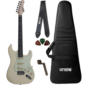 Guitarra Strato Memphis by Tagima MG30 Olympic White Satin + Capa + Correia + Encordoador 024266