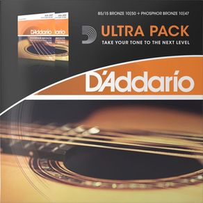 Ultra Pack Daddario Violão Aço 010 EZ900 + Aço EJ15-3D 010- M023823
